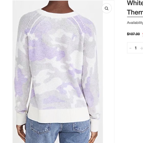 WHITE + WARREN Camo Print Cashmere Thermal Sweatshirt NWOT/sz S - Picture 2 of 14